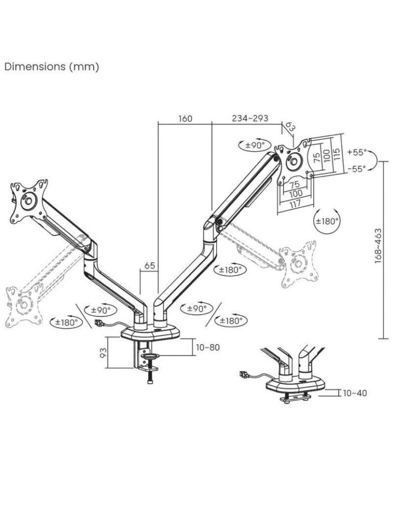 Soporte Gaming para 2 Monitores Aisens DT32TSR-297/ hasta 9kg/ con Iluminación RGB
