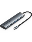 Docking USB Tipo-C Vention TPSHB/ 1xHDMI 4K/ 2xUSB/ 2xUSB Tipo-C/ 1xRJ45/ 1xUSB Tipo-C PD/ 1xLector Tarjetas/ Gris