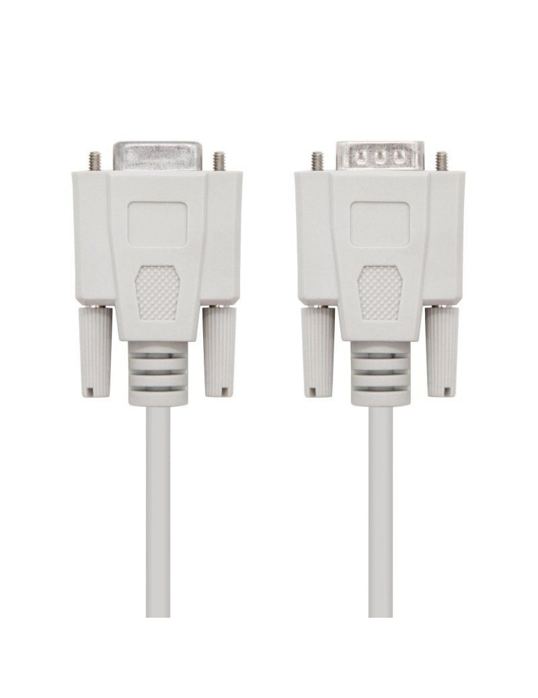 Cable Serie NULL Modem Nanocable 10.14.0502/ DB9 Macho - DB9 Hembra/ 1.8m/ Beige