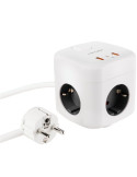 Regleta Nanocable 10.37.0011/ 3 Tomas de corriente/ 2 USB - 1 USB Tipo-C/ Cable 1.4m/ Blanca