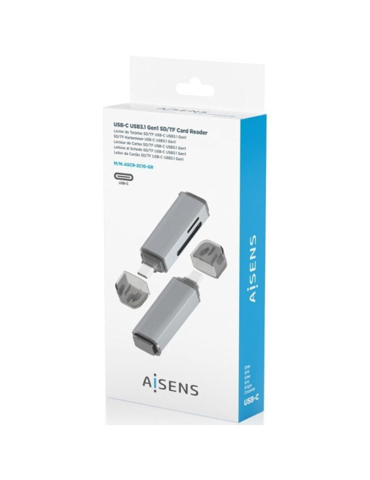 Lector de Tarjetas Externo Aisens ASCR-2C10-GR/ USB 3.1