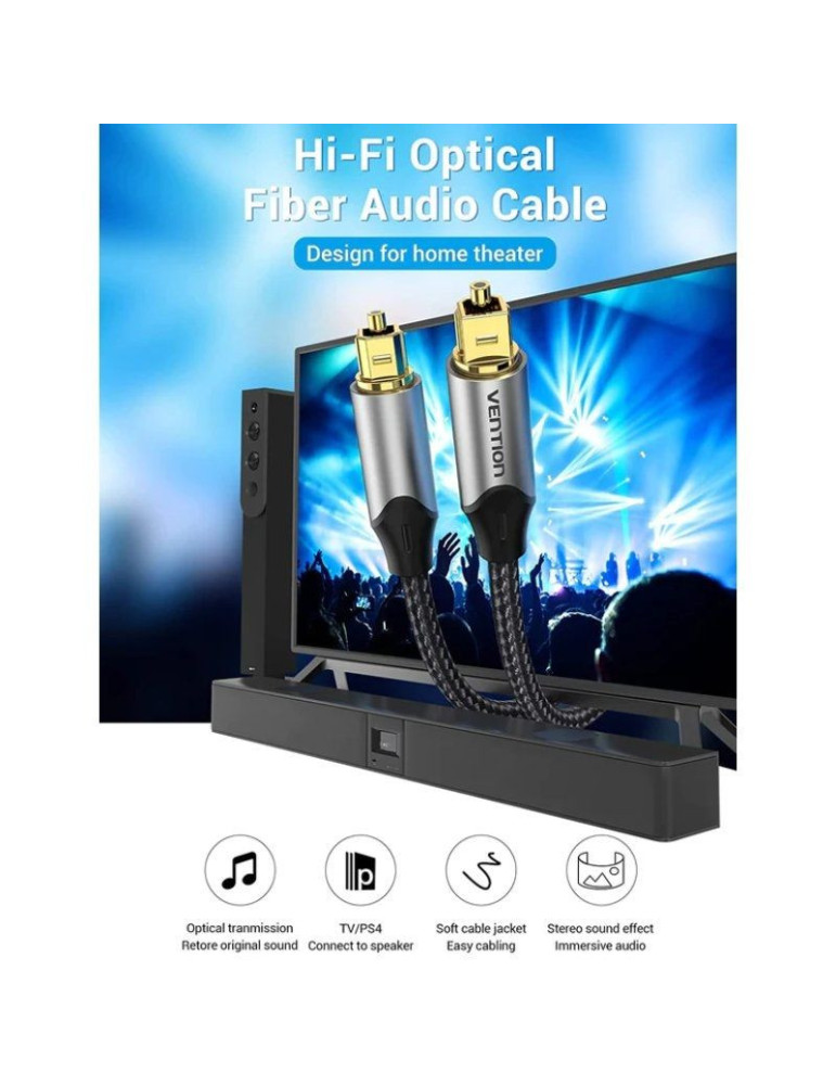 Cable de Audio de Fibra óptica Vention BAVHF/ 1m/ Gris