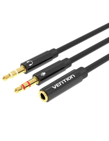 Cable Estéreo Vention BBTBY/ 2x Jack 3.5 Macho - Jack 3.5 Hembra/ 30cm/ Negro