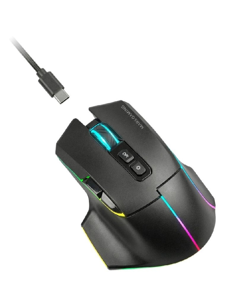 Ratón Inalámbrico Mars Gaming MMW-VECTOR/ Batería Recargable/ Hasta 12000 DPI