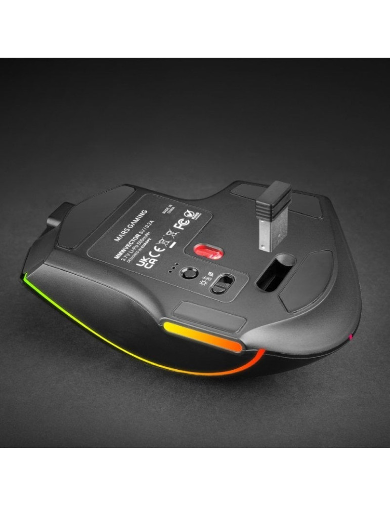 Ratón Inalámbrico Mars Gaming MMW-VECTOR/ Batería Recargable/ Hasta 12000 DPI