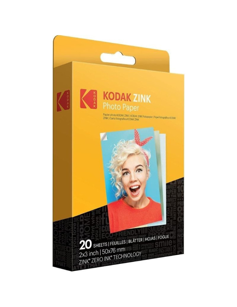 Papel Fotográfico para Cámara Printomatic y STEP Touch Kodak Zink/ 2"x3"/ 20g/ 20 Hojas