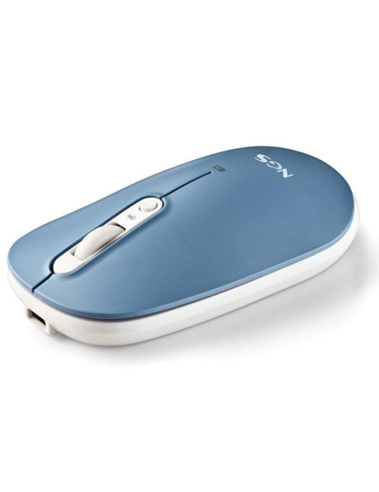 Ratón Inalámbrico NGS Shell-RB/ Batería recargable/ Hasta 1600 DPI/ Azul/ Blanco/ Rosa