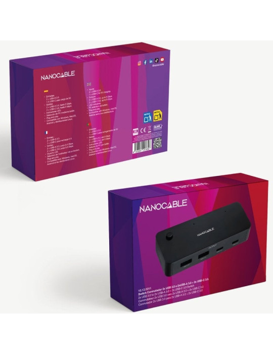 Switch Conmutador USB Nanocable 10.12.0011/ 2x USB/ 2x USB Tipo-C