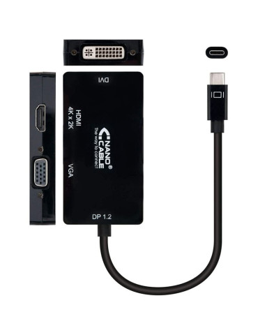 Conversor Nanocable 10.16.4301-BK/ USB Tipo-C Macho - VGA Hembra/ DVI Hembra/ HDMI Hembra/ 10cm/ Negro 2