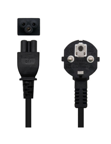 Cable Alimentación Trébol Nanocable 10.22.0302-L200/ Schuko Macho - C5 Hembra/ 2m/ Negro