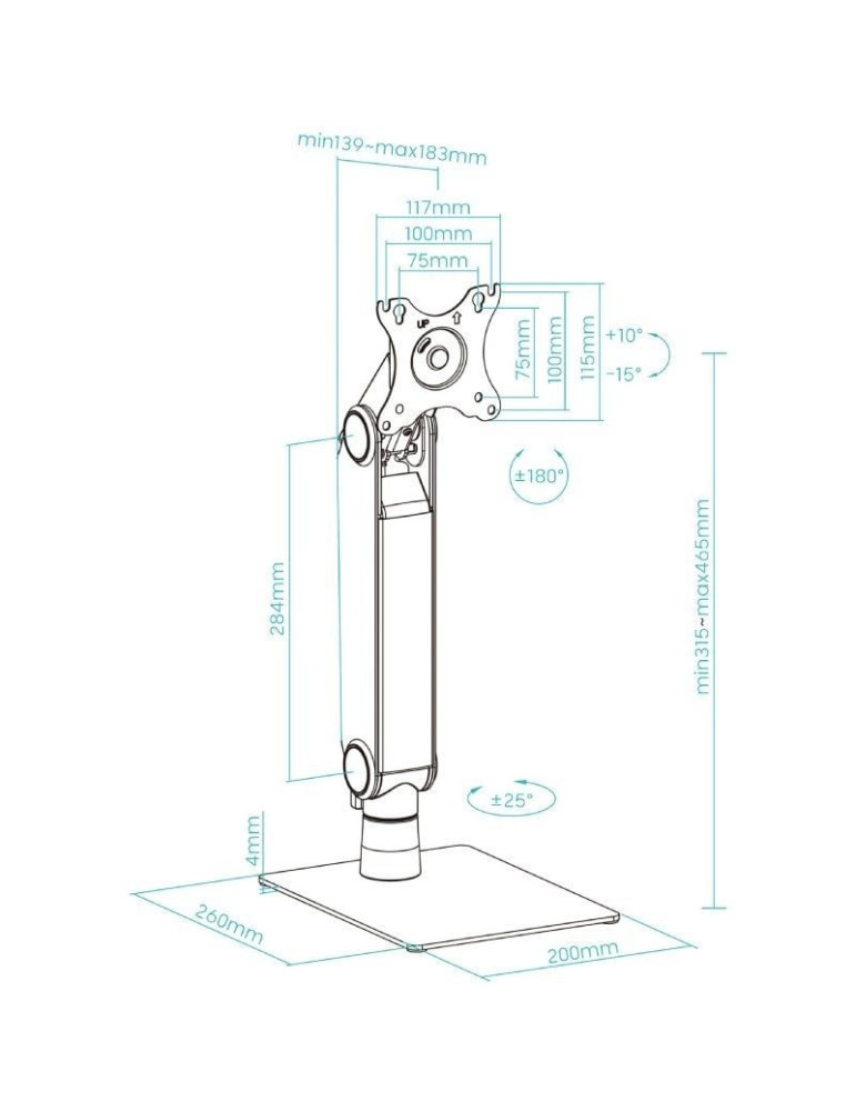 Soporte de Sobremesa para Monitor TooQ DB1741TN-B/ Giratorio/ Inclinable/ hasta 8kg