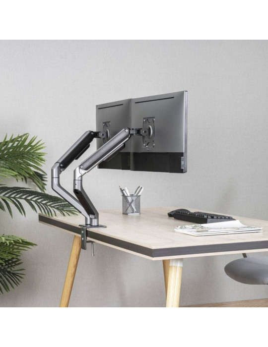 Soporte de Mesa para 2 Monitores TooQ DB4132TNR-G/ Giratorio/ Inclinable/ hasta 9kg