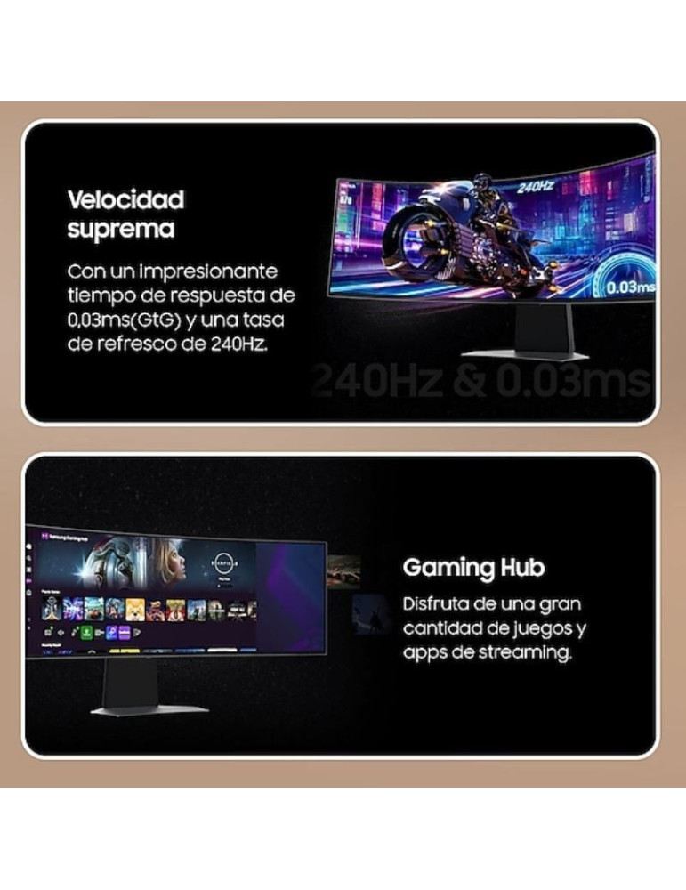 Smart Monitor Gaming Ultrapanorámico Curvo Samsung Odyssey OLED G9 S49DG950SU 49"/ Dual QHD/ 0.03ms/ 240Hz/ OLED/ Multimedia/Reg