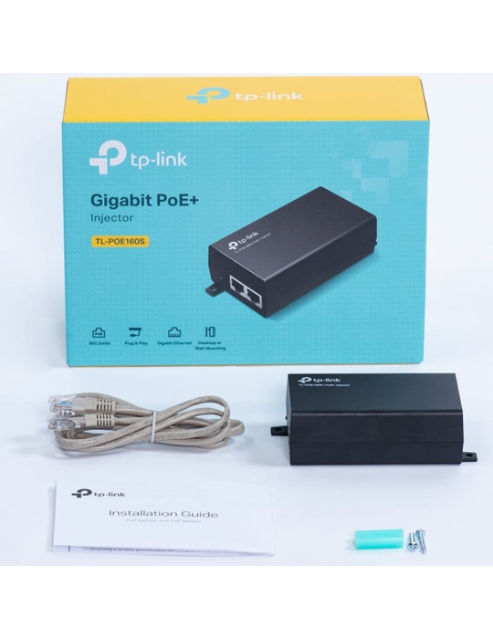 Inyector PoE+ TP-Link POE160S/ 802.3af/at/ 2 Puertos RJ45