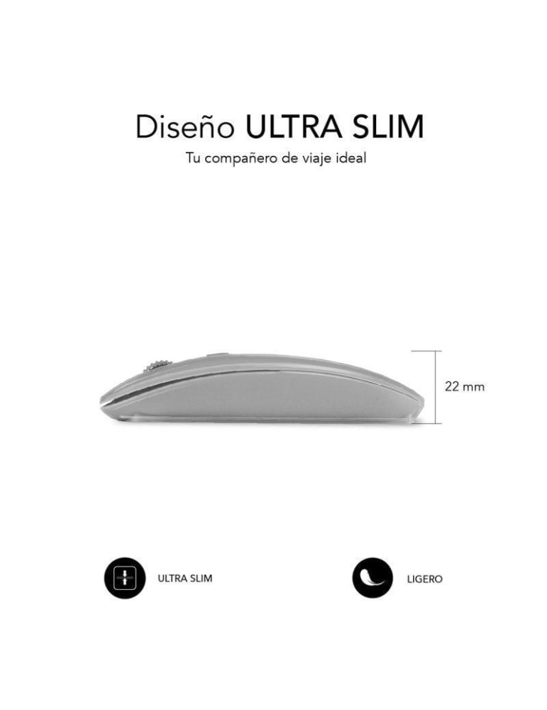 Ratón Inalámbrico Subblim Dual Flat/ Batería recargable/ Hasta 1600 DPI/ Plata
