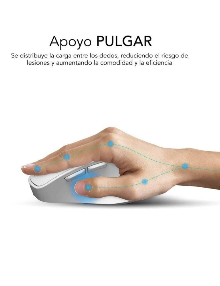 Ratón Ergonómico Inalámbrico Subblim Comfort Ergo Dual Battery/ Batería recargable/ Hasta 2400 DPI/ Blanco