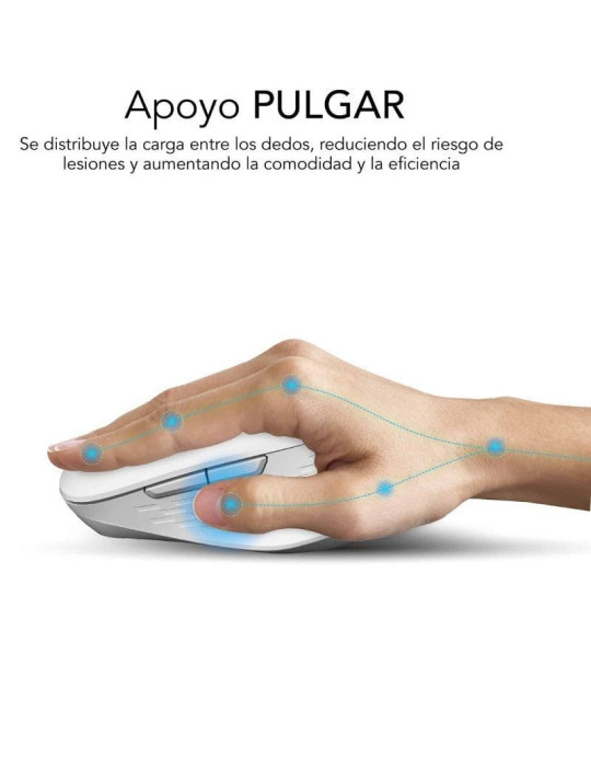 Ratón Ergonómico Inalámbrico Subblim Curve Ergo Dual Battery/ Batería recargable/ Hasta 1600 DPI/ Blanco