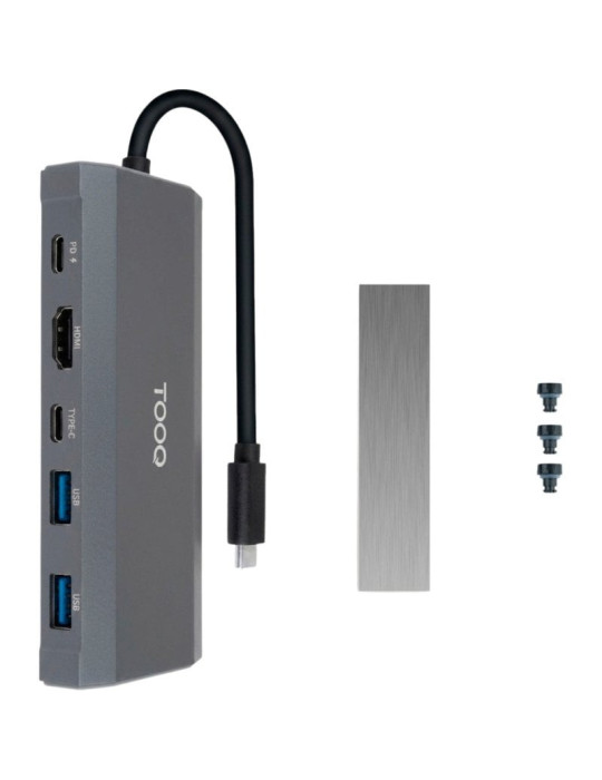 Docking USB Tipo-C TooQ TQE-2241G/ Ranura SSD M.2/ 1xHDMI/ 2xUSB/ 1xUSB Tipo-C/ 1xLector Tarjetas/ 1xUSB Tipo-C PD
