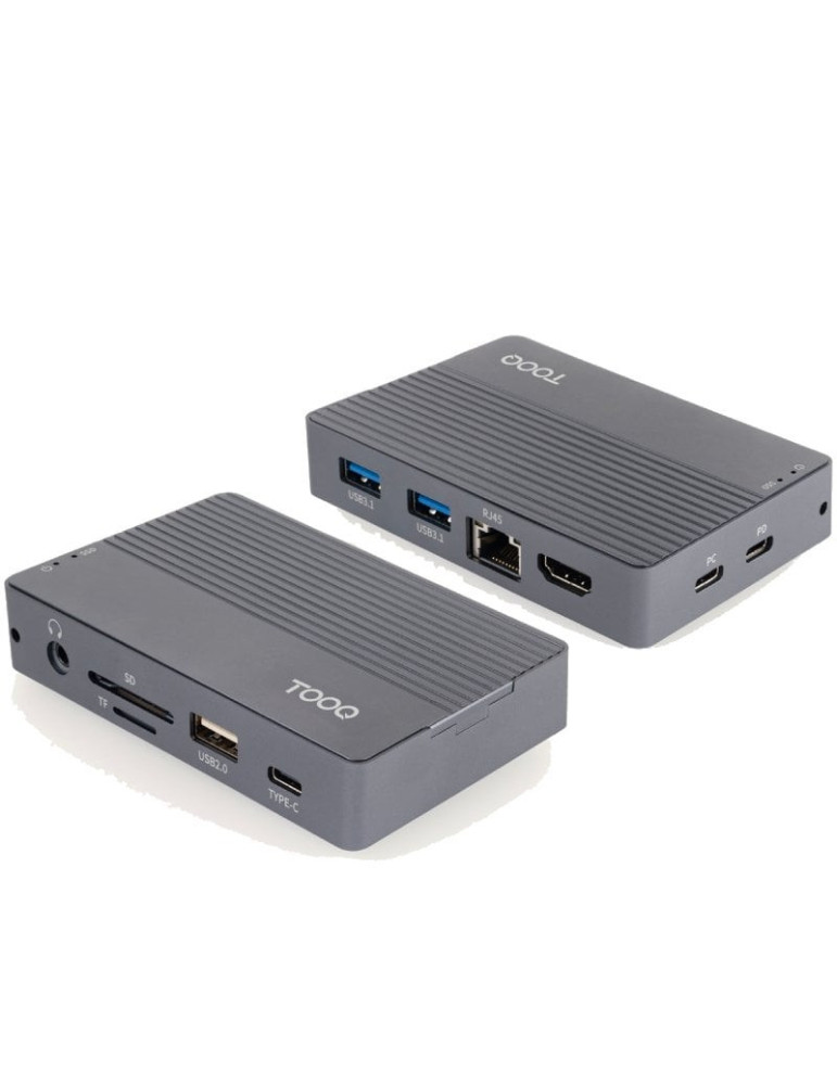 Docking USB Tipo-C TooQ TQE-2242G/ Ranura SSD M.2/ 1xHDMI/ 1xRJ45/ 1xUSB/ 1xUSB Tipo-C/ 1xLector Tarjetas/ 1x Jack 3.5/ 1xUSB Ti