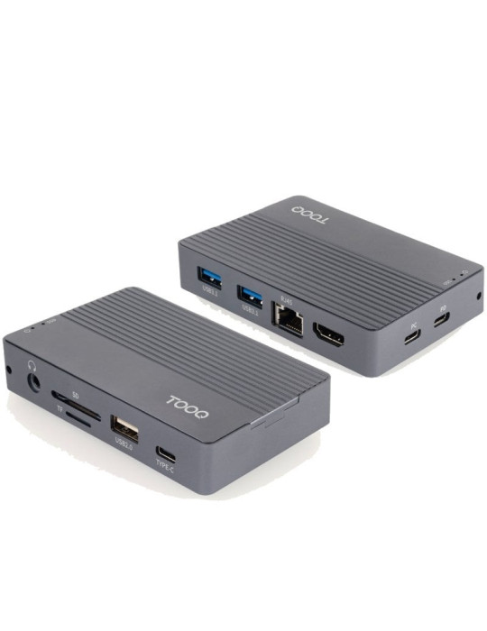 Docking USB Tipo-C TooQ TQE-2242G/ Ranura SSD M.2/ 1xHDMI/ 1xRJ45/ 1xUSB/ 1xUSB Tipo-C/ 1xLector Tarjetas/ 1x Jack 3.5/ 1xUSB Ti