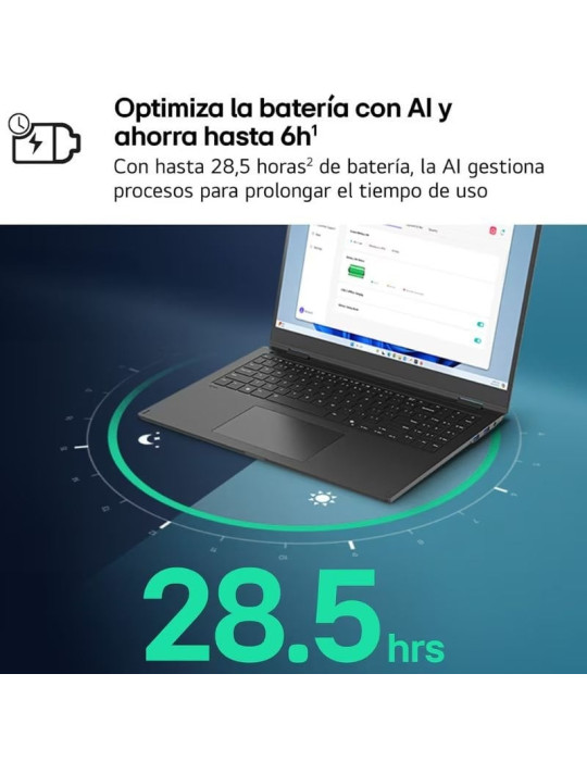 Portátil LG Gram 16ZD90TL-G.AX85BN Intel Core Ultra 7-258V/ 32GB/ 512GB SSD/ 16"/ Sin Sistema Operativo