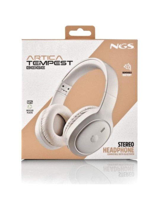 Auriculares Inalámbricos NGS Artica Tempest/ con Micrófono/ Bluetooth/ Beige