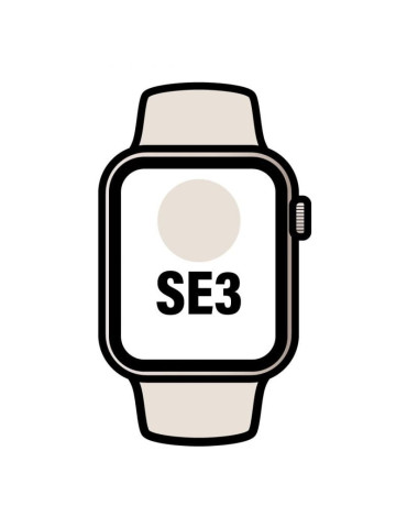 Apple Watch SE3/ GPS/ Cellular/ 44mm/ Caja de Aluminio Blanco Estrella/ Correa Deportiva Blanco Estrella M/L