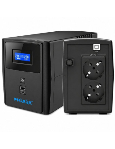 SAI Línea Interactiva Phasak SIRIUS 1000 VA Interactive/ 1000VA-600W/ 2 Salidas/ Formato Torre