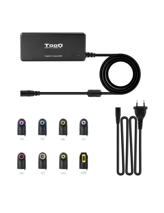 Cargador de Portátil TooQ TQLC-65BS02AT/ 65W/ 1xUSB/ Automático/ 8 Conectores/ Voltaje 18.5-20V/ 1 USB