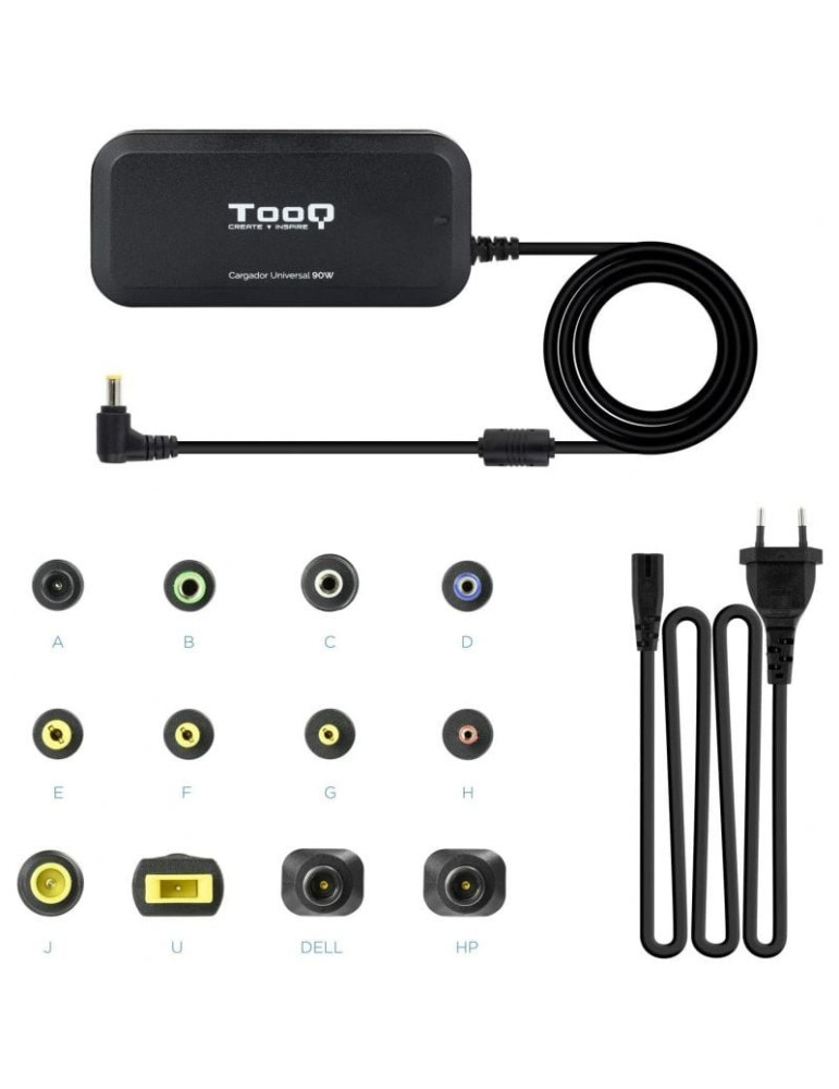 Cargador de Portátil TooQ TQLC-90BS02M/ 1xUSB/ 90W/ Manual/ 12 Conectores/ Voltaje 15-24V