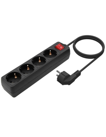 Regleta con Interruptor Aisens A154-0650/ 4 Tomas de Corriente/ Cable 1.4m/ Negro 2