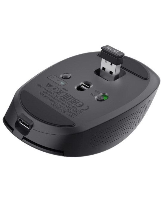 Ratón Inalámbrico Trust Ozaa Compact Wireless/ Batería recargable/ Hasta 3200 DPI/ Negro