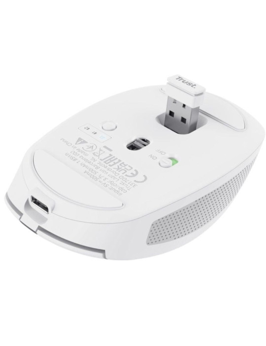 Ratón Inalámbrico Trust Ozaa Compact Wireless/ Batería recargable/ Hasta 3200 DPI/ Blanco