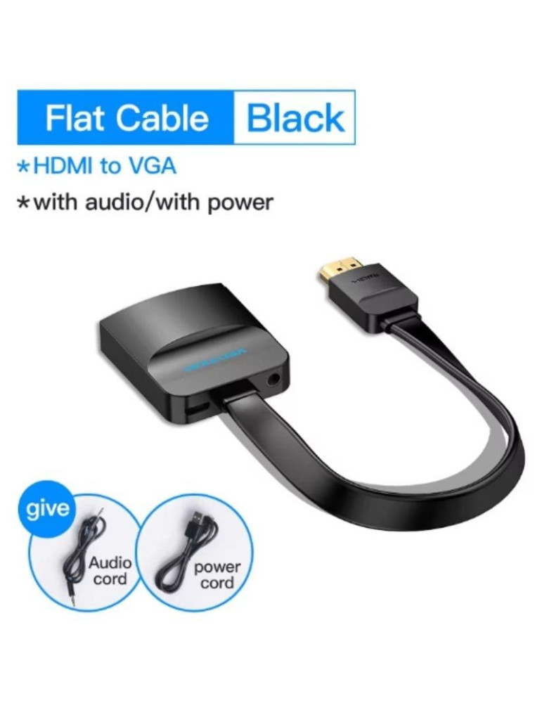 Cable Conversor Vention 74346/ HDMI Macho/ VGA Hembra - Jack 3.5 Hembra/ 20cm/ Negro