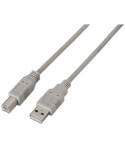 Cable USB 2.0 Impresora Aisens A101-0003/ USB Tipo-B Macho - USB Macho/ 3m/ Beige