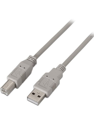 Cable USB 2.0 Impresora Aisens A101-0004/ USB Tipo-B Macho - USB Macho/ 4.5m/ Beige
