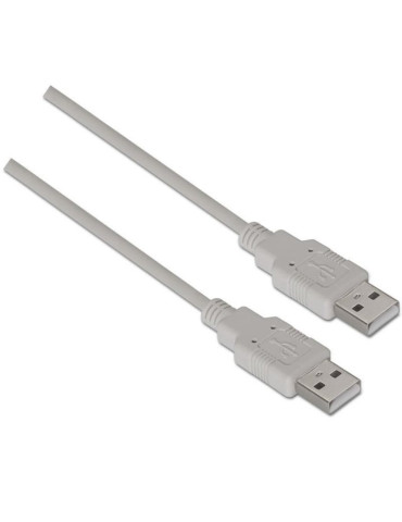 Cable USB 2.0 Aisens A101-0022/ USB Macho - USB Macho/ Hasta 2.5W/ 60Mbps/ 2m/ Beige