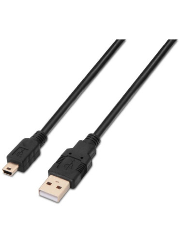 Cable USB 2.0 Aisens A101-0023/ USB Macho - USB Mini Macho/ 50cm/ Negro