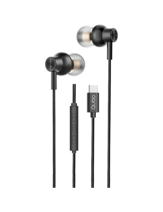 Auriculares Intrauditivos Qubo AU-300C/ con Micrófono/ USB Tipo-C/ Negros