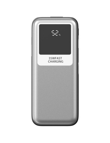 Powerbank 10000mAh Leotec LEPOW35W10S/ 35W/ Plata y Gris/ Incluye Cable USB Tipo-C y Lightning