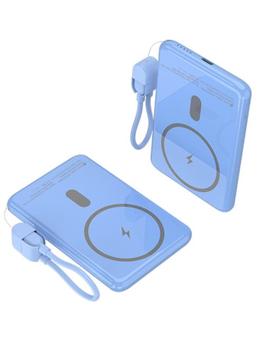 Powerbank 5000mAh Leotec LEPOWW20W5B/ 20W/ Wireless/ Azul/ Incluye Cable USB Tipo-C