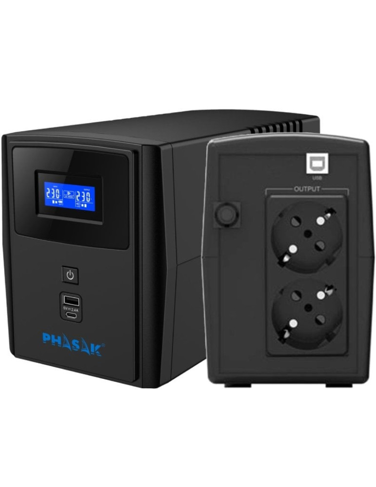SAI Línea Interactiva Phasak SIRIUS 800 VA Interactive/ 800VA-480W/ 2 Salidas/ Formato Torre