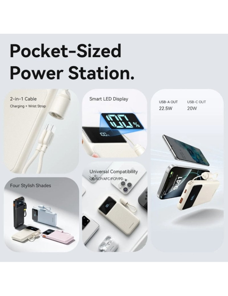 Powerbank 10000mAh Vention XGYL0-39-TY/ 22.5W/ Azul/ Incluye Cable USB Tipo-C
