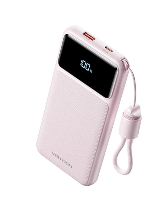Powerbank 10000mAh Vention XGYP0-39-TY/ 22.5W/ Rosa/ Incluye Cable USB Tipo-C