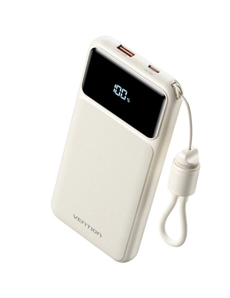 Powerbank 10000mAh Vention XGYW0-39-TY/ 22.5W/ Blanca/ Incluye Cable USB Tipo-C