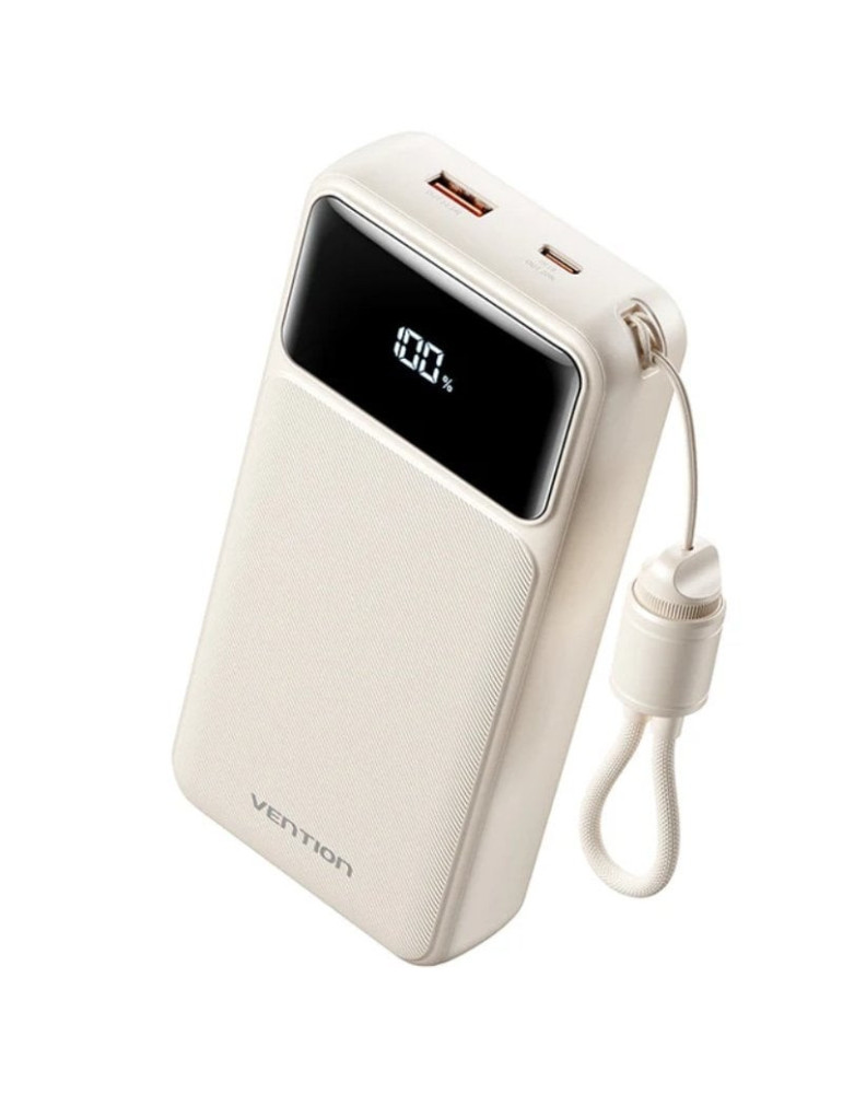 Powerbank 20000mAh Vention XGYW0-40-TY/ 22.5W/ Blanca/ Incluye Cable USB Tipo-C