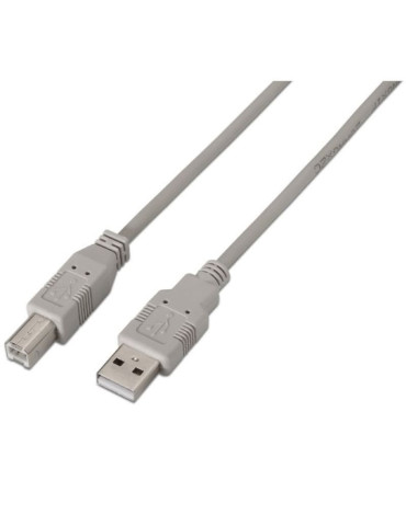 Cable USB 2.0 Impresora Aisens A101-0003/ USB Tipo-B Macho - USB Macho/ 3m/ Beige