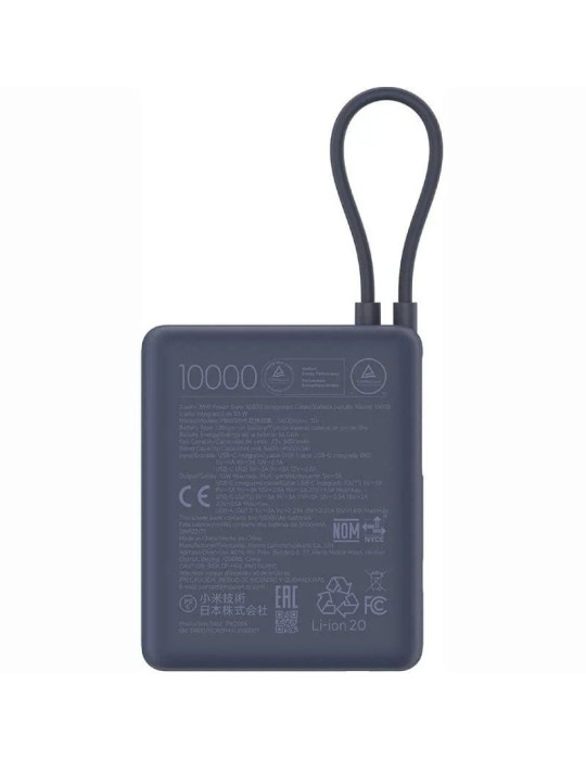 Powerbank 10000mAh Xiaomi 33W Power Bank Integrated Cable/ 33W/ Azul/ Incluye Cable USB Tipo-C