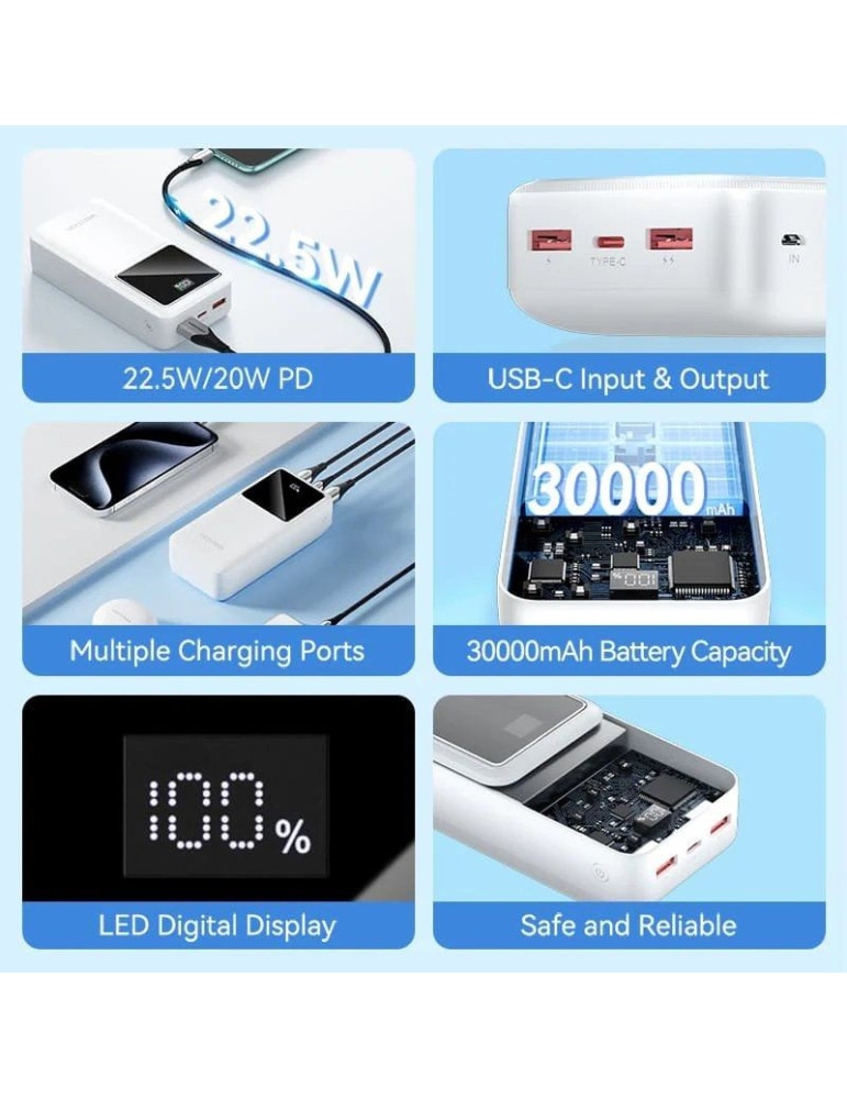 Powerbank 30000mAh Vention FHMB0/ 22.5W/ Negra
