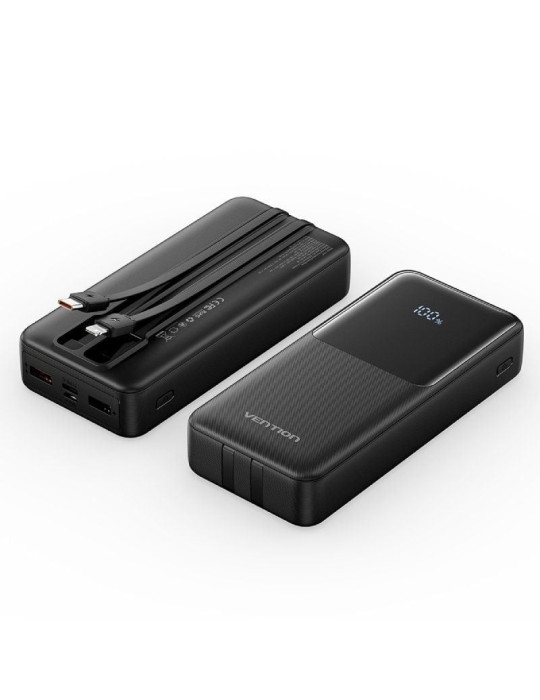 Powerbank 20000mAh Vention FHPB0/ 22.5W/ Negra/ Incluye Cable USB Tipo-C y Lightning